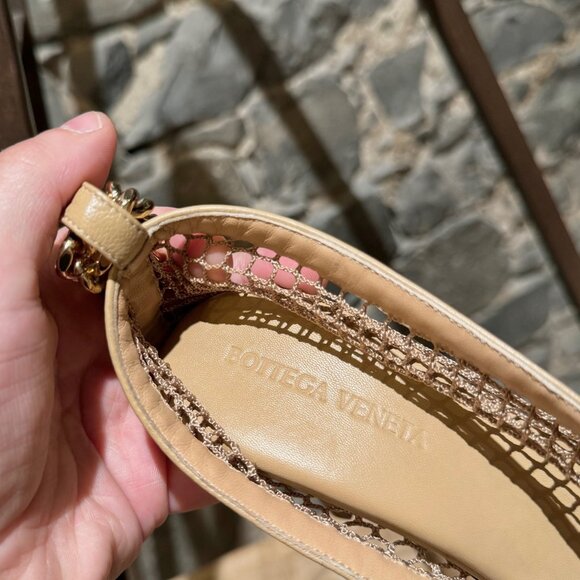 Bottega Veneta Beige Stretch Mesh Chain D'Orsay Pumps - Picture 9 of 9